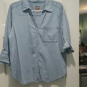 Chico's polka dot denim shirt